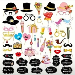 53-Piece Wedding Photo Booth Prop Kit - already assembled